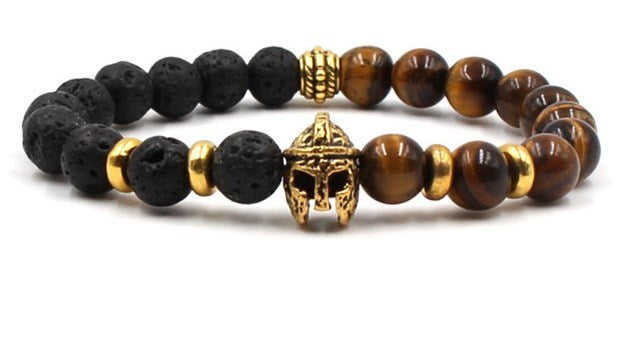 Beaded Bracelet Volcanic Stone Black Lava Marble Tiger Eye