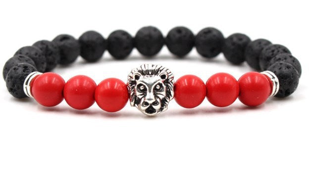 Beaded Bracelet Volcanic Stone Black Lava Marble Tiger Eye