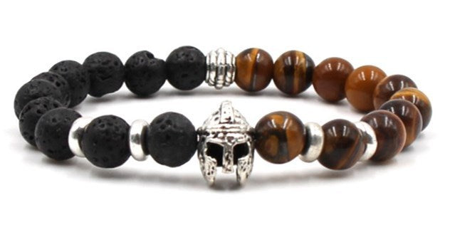 Beaded Bracelet Volcanic Stone Black Lava Marble Tiger Eye