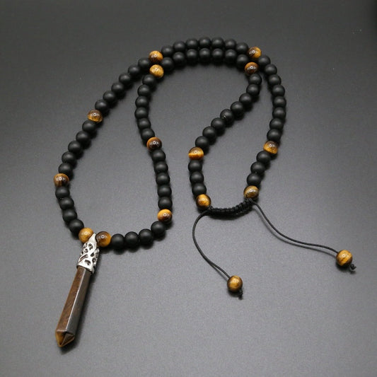 Natural Tiger Eye Stone Tiger Eye Stone Woven Necklace