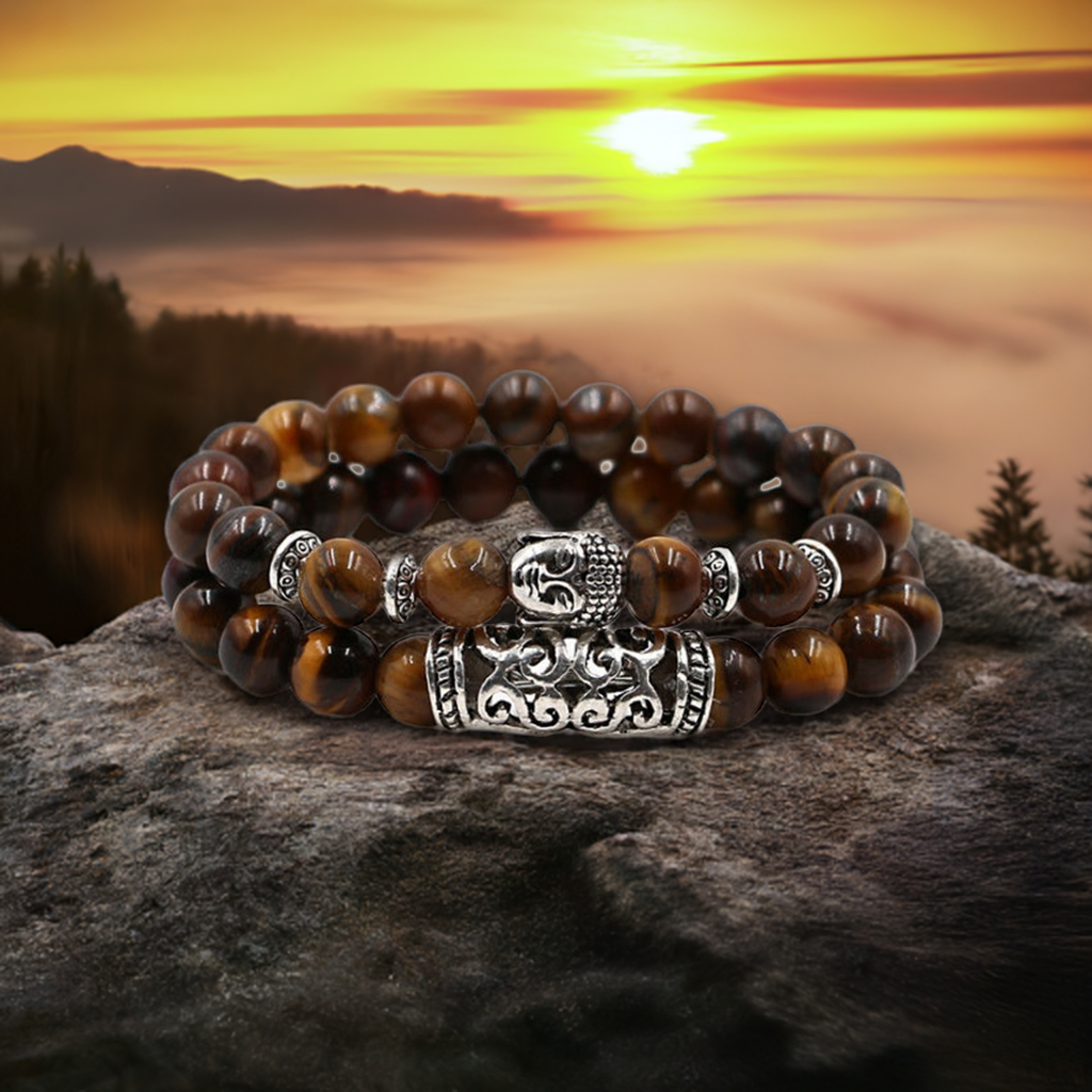 Natural stone set bracelets beads energy volcanic stone tiger eye beads bracelet